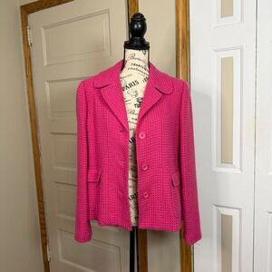VTG Rafaella Women's Pink Textured Blazer Jacket Size 12 Wool Blend